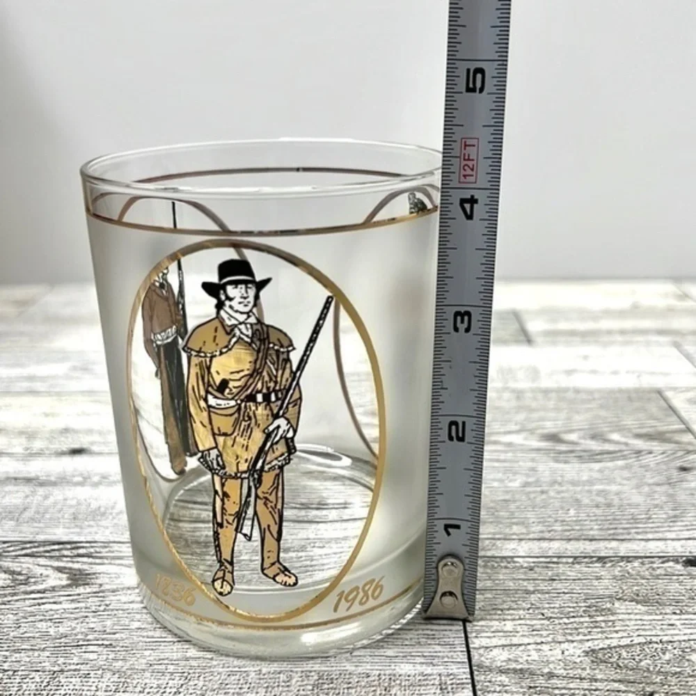 3 Vintage Texas 150th Anniversary Frosted Lowball Glasses
